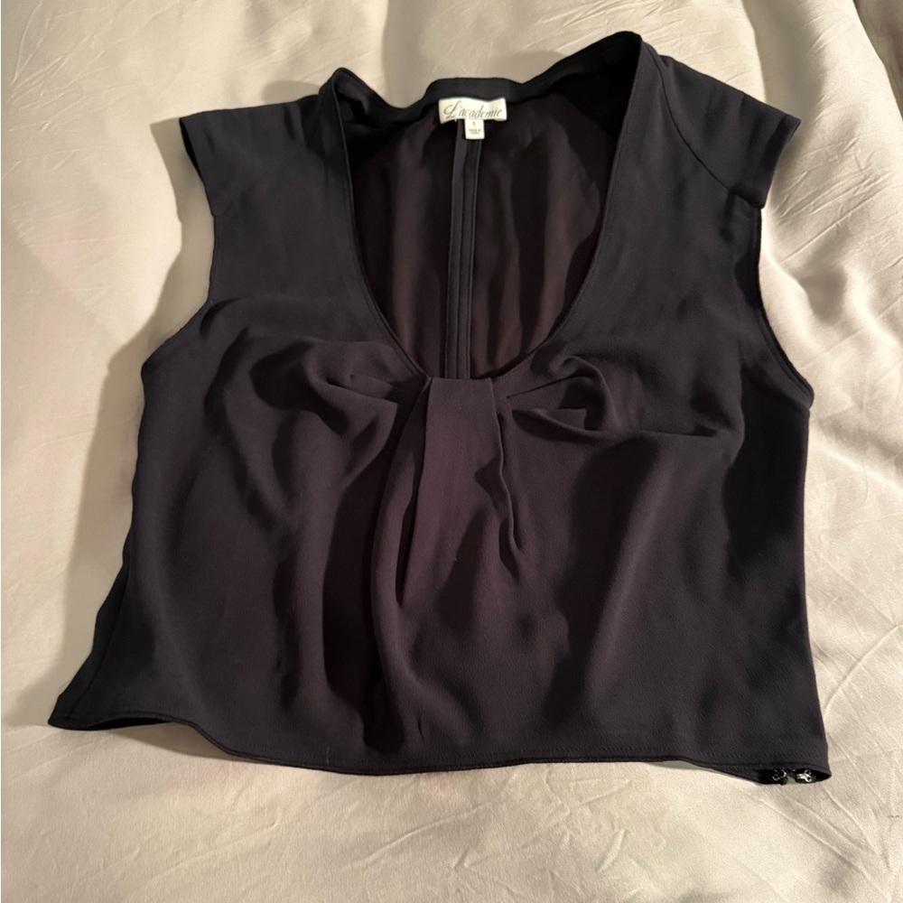 L’Academie cropped black side zip top. New without tags. Never worn.